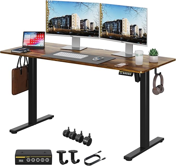Electric Standing Desk Adjustable Height 55"x24" Stand Up Desk by Unknown