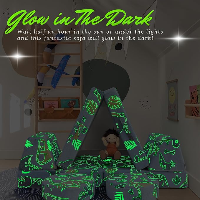 MeMoreCool Modular Glow Sofa for Kids, 8-Piece Convertible Foam Couch Play Set - Image 4