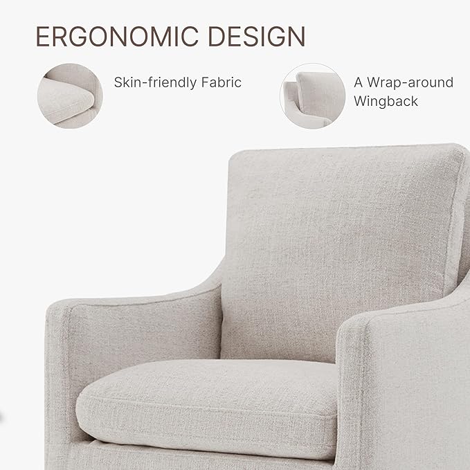 Upholstered Dining Chairs with Casters No Assembly Modern Accent Armchair with - Image 4