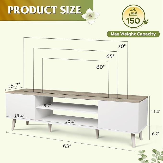 WLIVE TV Stand for 65 70 inch TV, Boho Entertainment Center - Image 3