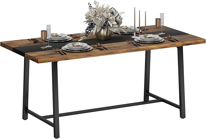 HOMCOM Industrial Dining Table for 8 People, 70.9" Long Rectangular Kitchen - Image 5