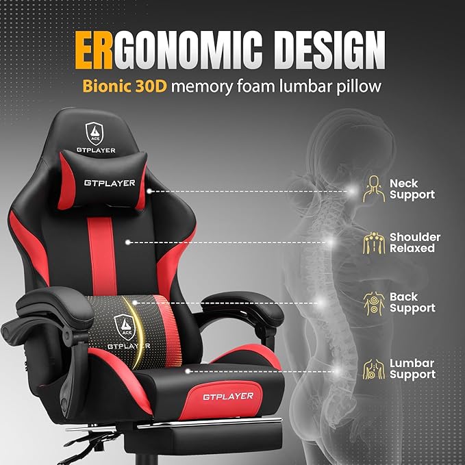 GTRACING Gaming Chair with Foot Rest & Pocket Spring Cushion, Ergonomic High - Image 5