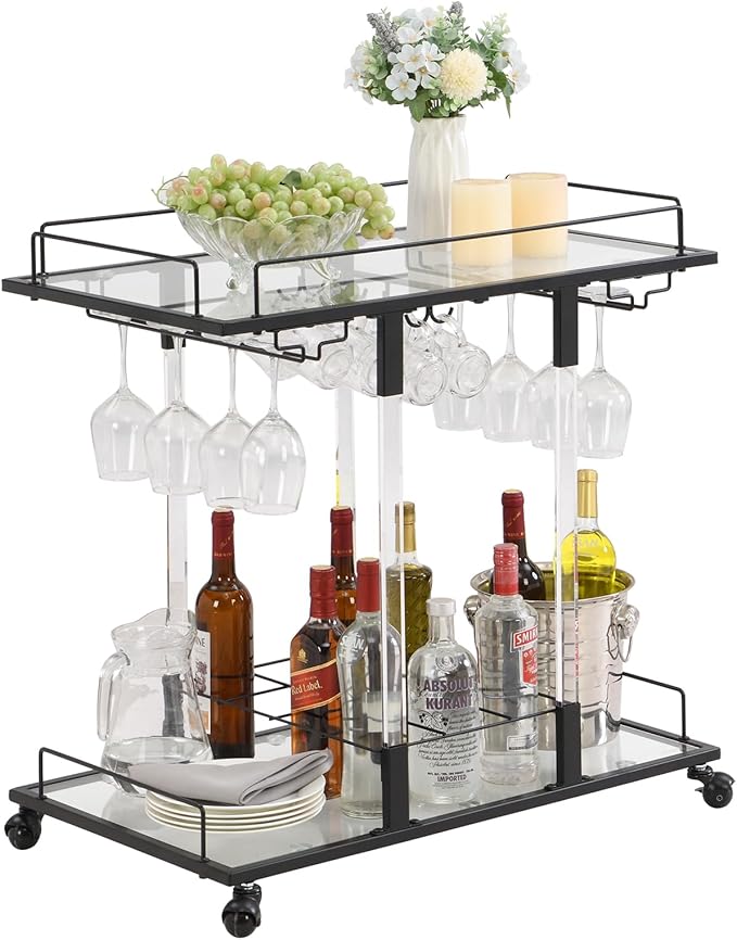 Bar Cart for Home Bar Chrome Serving Cart - Image 6