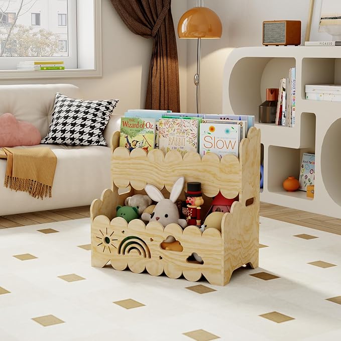 Wood 2-Tier kids bookshelf, Montessori Bookshelf, Suitable Kids Rooms, Nursery - Image 7