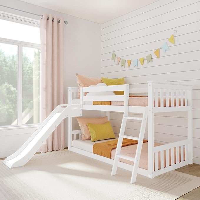 Max & Lily Solid Wood Twin Over Twin Size Low Bunk Beds by MaxLily