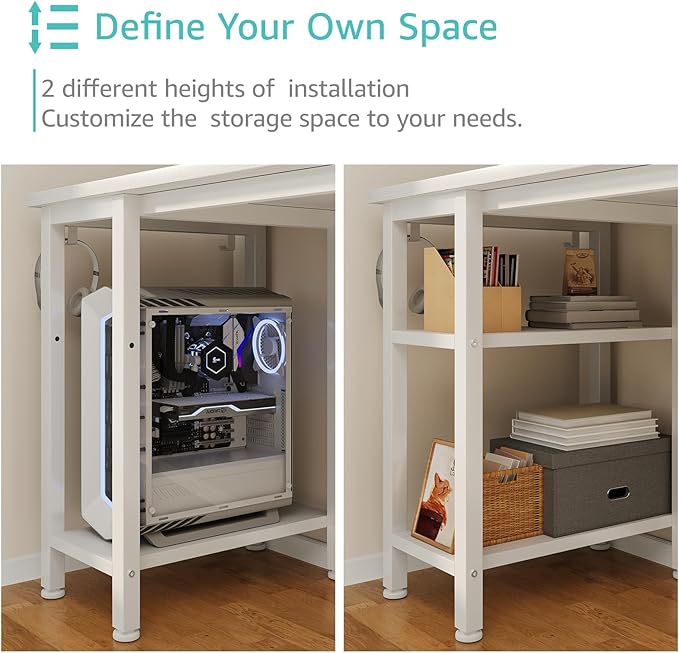 Lufeiya White Desk with Drawers Storage - Image 6