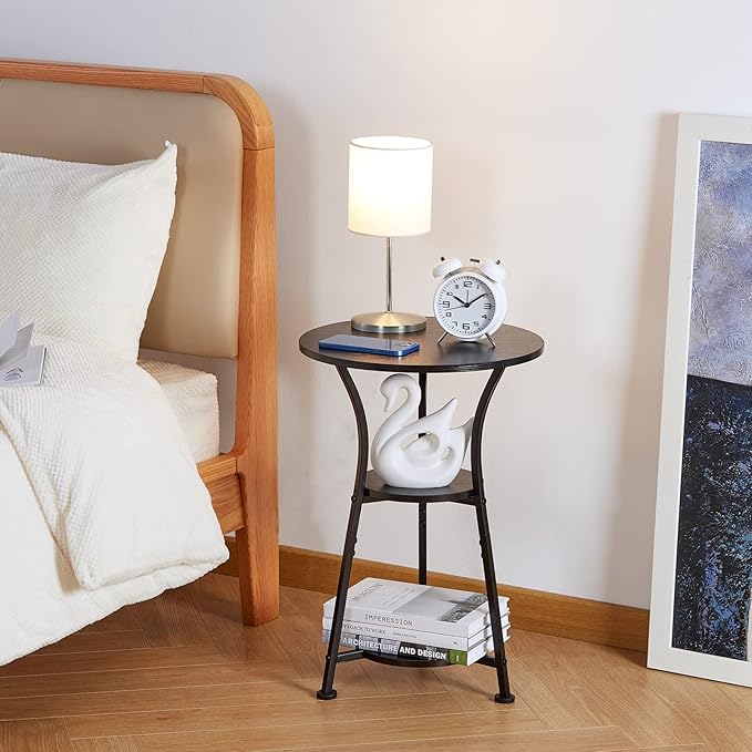 Dulcii Small Round End Table for Narrow and Small Space, 3-Tier Round Accent - Image 8