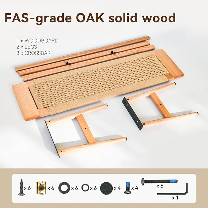 OOKSEN Entryway Bench, Solid Wood Dining Bench, 31.5" Wooden End of Bed Benches - Image 8