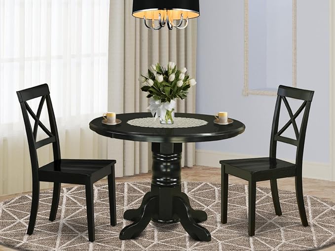 East West Furniture SHBO3-BLK-W 3 Piece Dining Room Furniture Set Contains a - Image 7