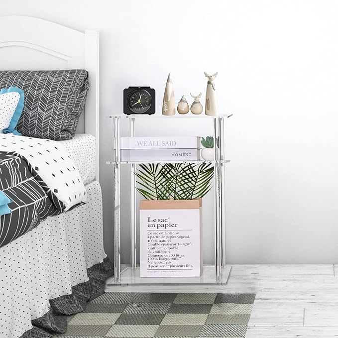 HMYHUM Clear Acrylic End Table, 3-Tier Side Table/Nightstand, 15.7" L x 11.8" W - Image 6