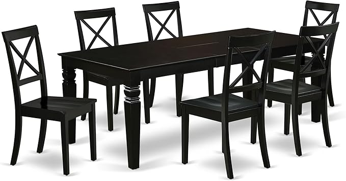 East West Furniture LGBO7-BLK-W 7 Piece Dining Set Consist of a Rectangle by EastWestFurniture