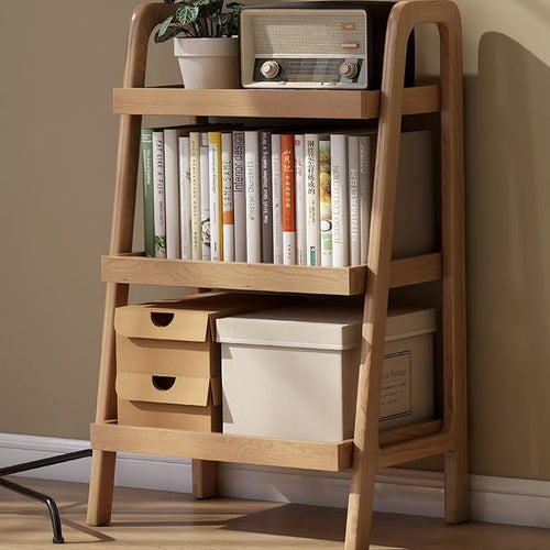 100% Solid Oak 3 Tier Ladder Shelf by Vadisun