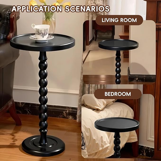 Small Accent Wood End Table, 12inch Round Bedside Table, Natural Side Table - Image 5
