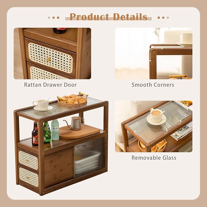 Bamboo Side Table Nightstand - Image 4