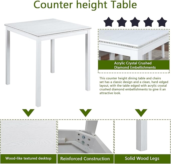 KEIKI 5-Piece Counter Height Dining Table Set - Image 6