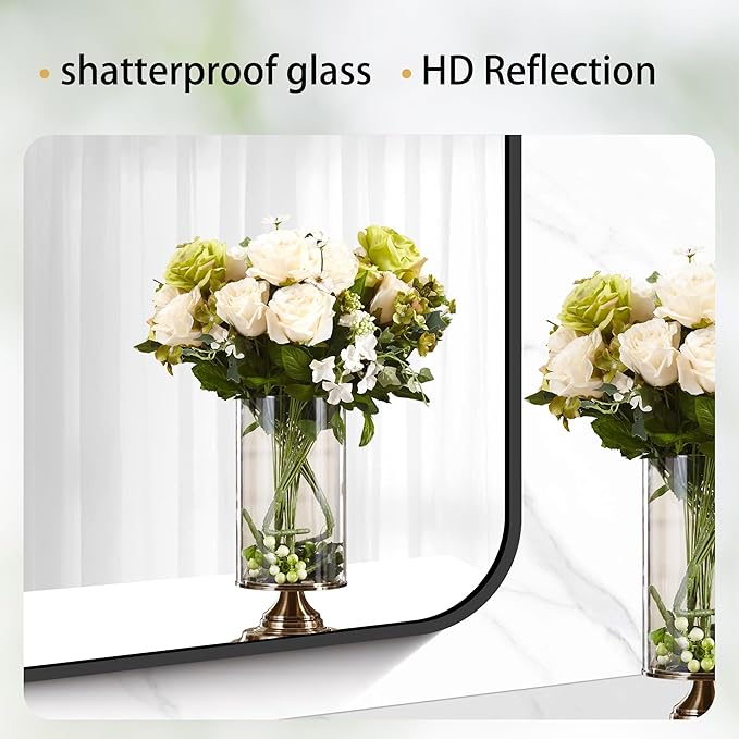 60" x 40"Bathroom Mirror, Matte Black Wall Mirror - Image 5