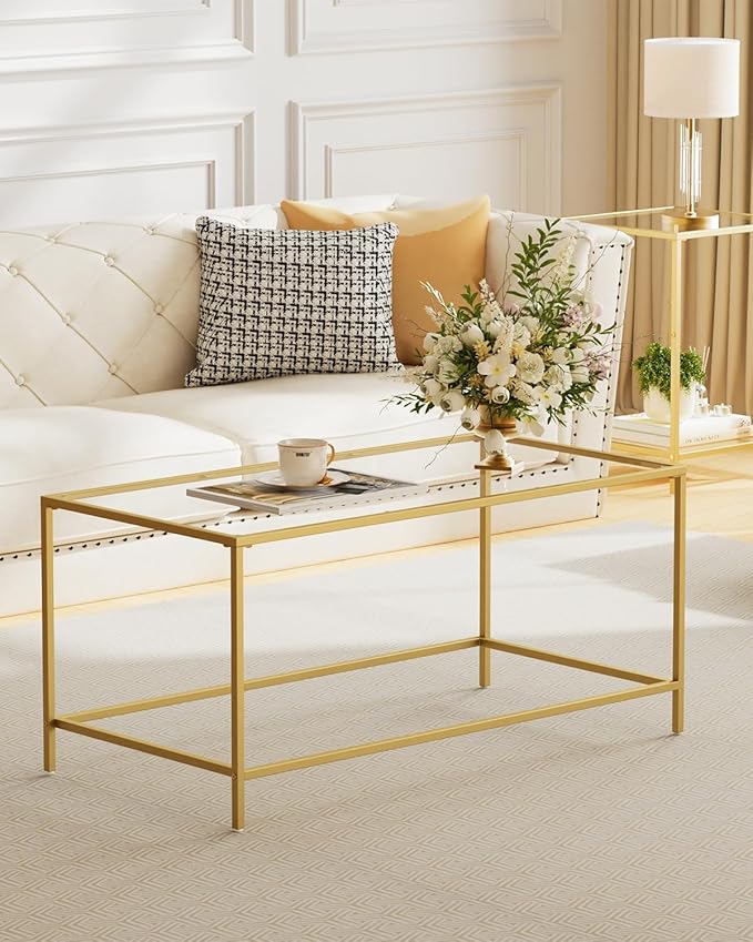 Glass Coffee Table, Modern Rectangular Coffee Table - Image 4