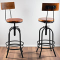 LOKKHAN Industrial Bar Stool-26-32 Inch Adjustable Swivel Round Wood Metal by LOKKHAN