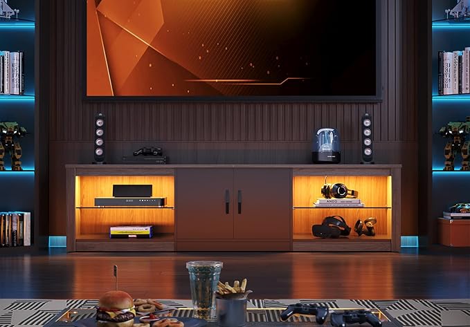 Bestier 70 Inch Led TV Stand for 75 Inch TV Large Entertainment Center Gaming - Image 4
