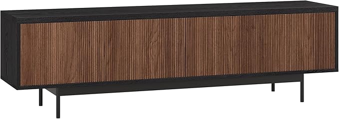Henn&Hart Rectangular TV Stand for TV's up to 75" in Natural Black/Medium Walnut by HennHart
