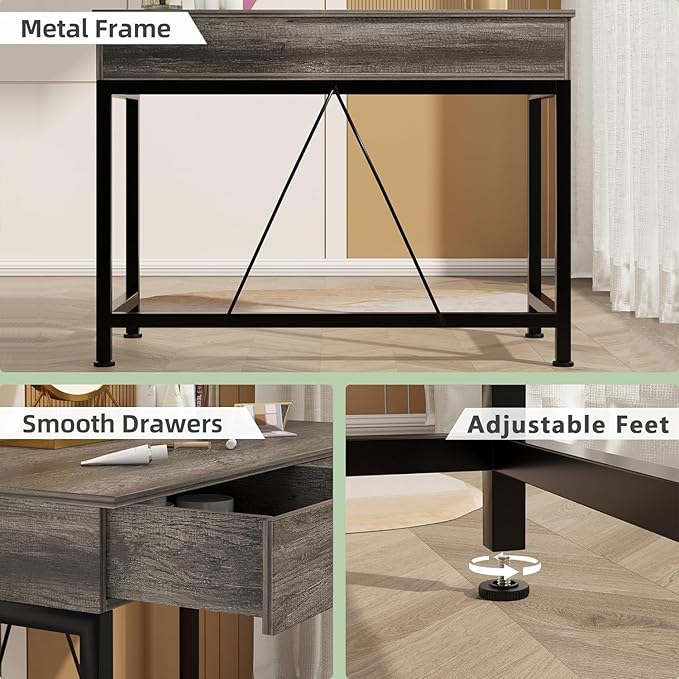 CAIYUN 40Inch Small Desk with 2 Wooden Drawers, Vanity Desks - Image 6