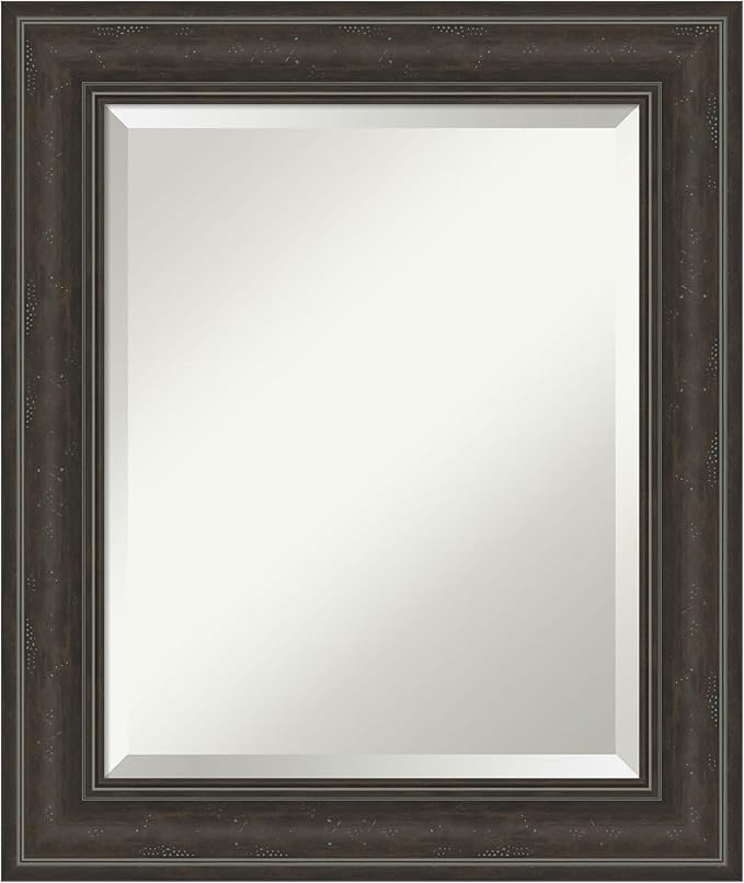 Amanti Art Brown Wall Mirror 26x22 Shipwreck Greywash Rectangle Bathroom Mirror by AmantiArt