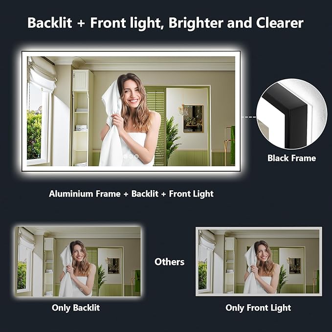 96x36 Inch LED Bathroom Mirror - Image 3