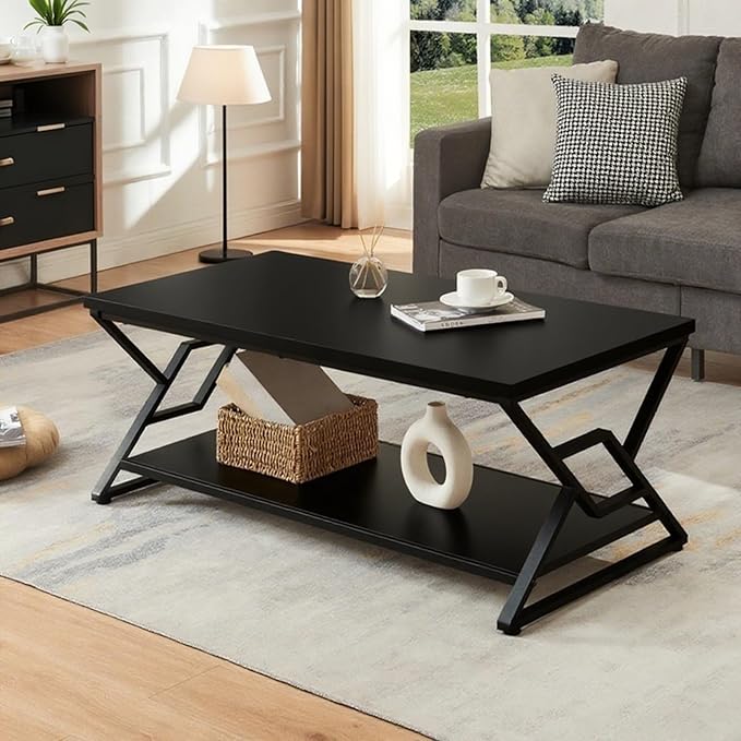 HOMISSUE Coffee Table, Rustic Rectangle Coffee Table - Image 3