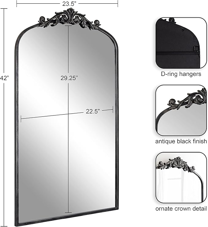 Kate and Laurel Arendahl Vintage Glam Arched Tall Panel Mirror; 24 x 42; - Image 2