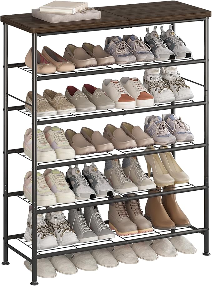 Shoe Rack Organizer 6 Tier for Closet Entryway Free Standing Metal Storage Shoe by MAKELIFESIMPLE