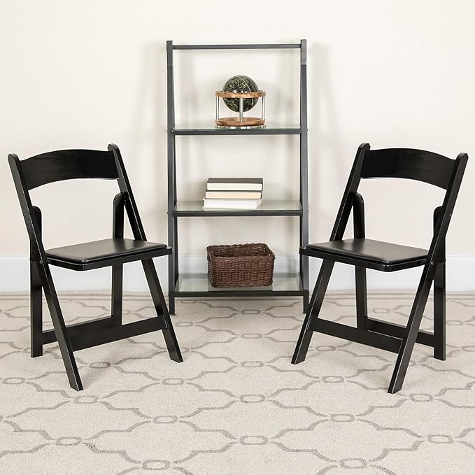 Flash Furniture 2 Pack HERCULES Series Black Wood Folding Chair - Image 2