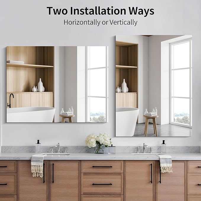 KOCUUY Frameless Mirror, Unframed Vanity Mirror, Large Rectangle Mirror - Image 6