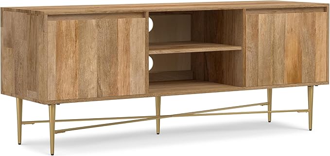 SIMPLIHOME Fallon SOLID MANGO WOOD 60 inch Wide Contemporary TV Media Stand in by SimpliHome
