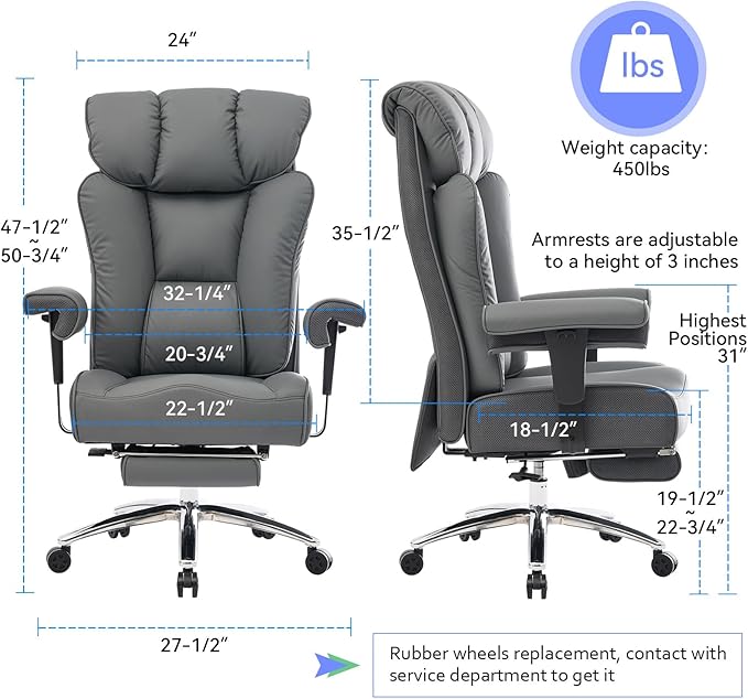 Efomao Big and Tall Office Chair 450LBS - Image 2