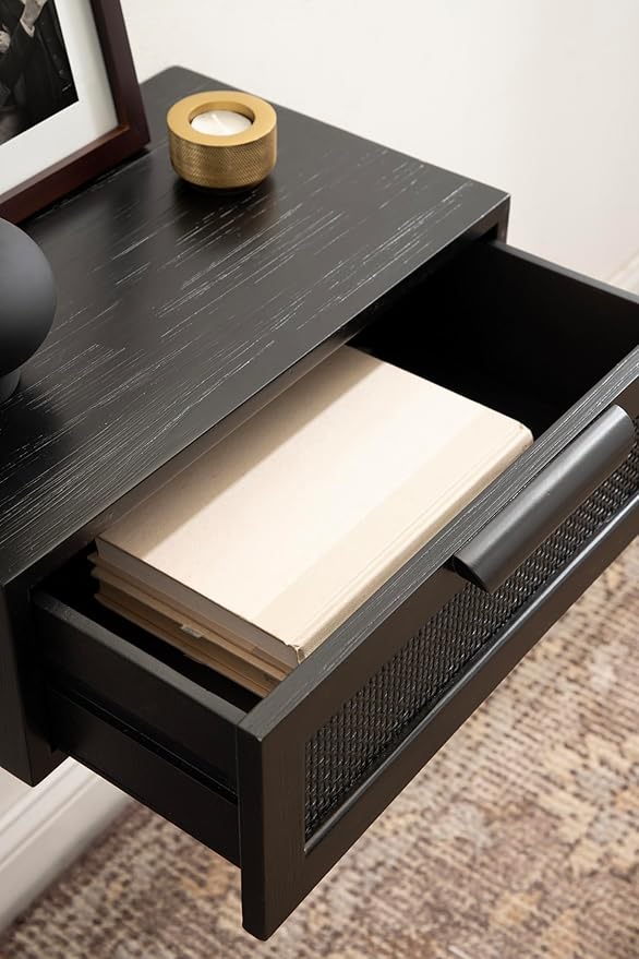 Kate and Laurel Ori Transitional Cane Rattan Floating Side Table - Image 5