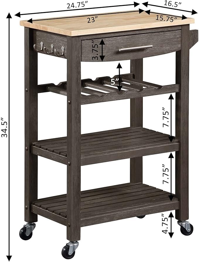 Convenience Concepts Ellaine 4 Tier Kitchen Cart - Image 4