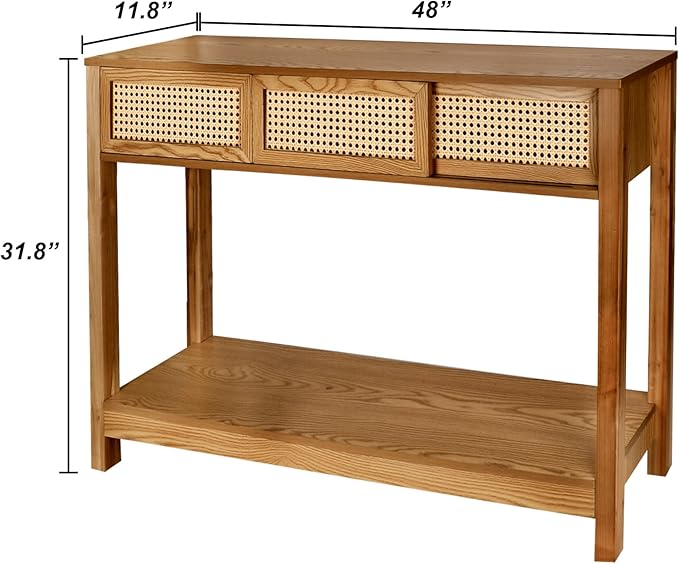 ZYBT Long Console Table, Rattan Entry Table, Console Tables - Image 3