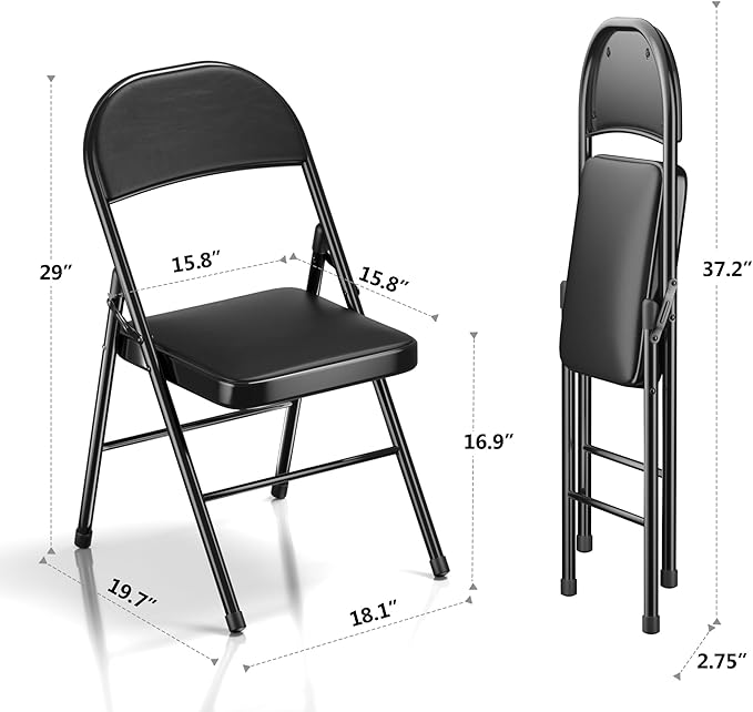 VECELO 4-Pack Folding Chairs Portable Metal - Image 3