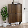 Smuxee Shoe Cabinet with 2 Flip Drawers, 23.6" Walnut Hidden Shoe Storage by Smuxee