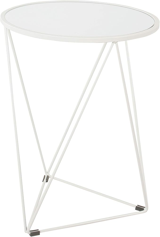 HomePop Metal Accent Table Triangle Base Round Mirror Top - Image 4