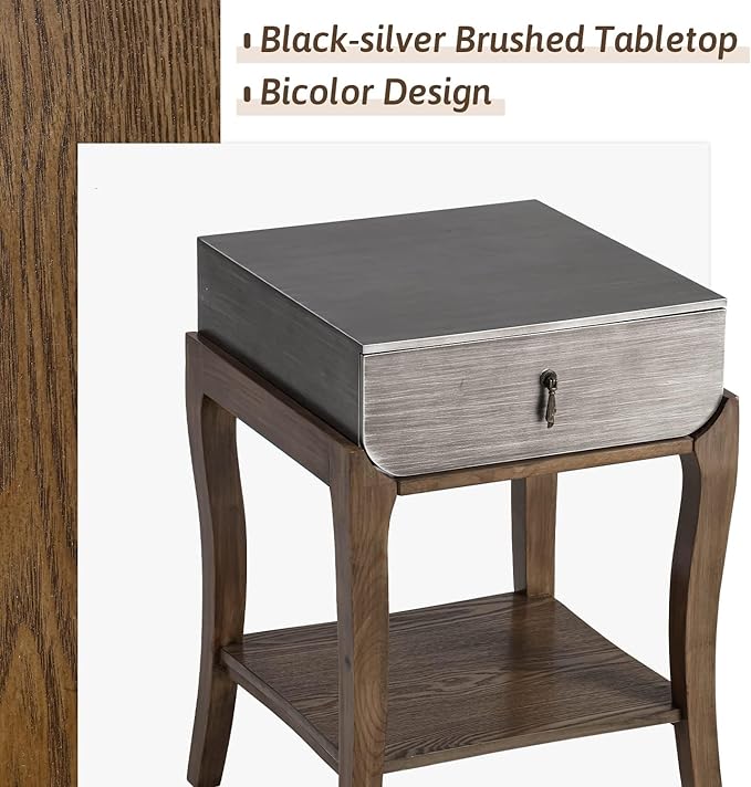 COSIEST Rustic Nightstand, 2-Tier Farmhouse Bedside Table, Wood Accent End Table - Image 7