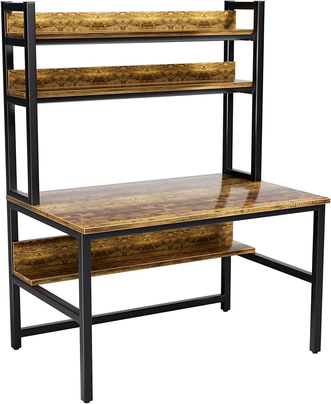 Aquzee Computer Desk with Hutch, 47“W x 23.6" D Desk with Shelves, Tall Home - Image 9