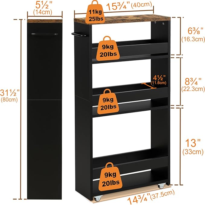 TEAMIX 4 Tier Slim Storage Cart - Image 5