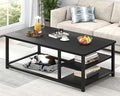 EXCEFUR Black Coffee Table, Rustic Wood Living Room Table by EXCEFUR