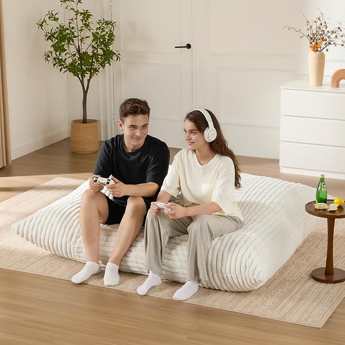 3-in-1 Giant Bean Bag Chair for Adults & Kid, Convertible Floor Sofa to Mattress - Image 8