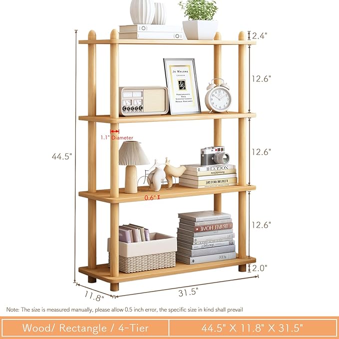 IOTXY 4-Tier Wooden Shelf Bookcase - Image 2