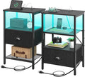 Sthmec Nightstands Set of 2, LED Bedside Tables by Unknown