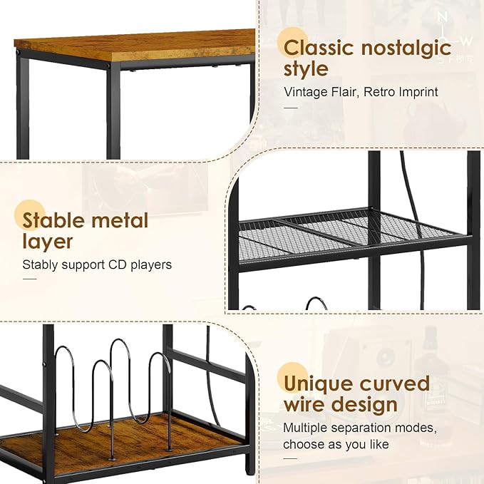 Record Player Stand with Storage, 4 Tier Turntable Stand with Vinyl Record - Image 6