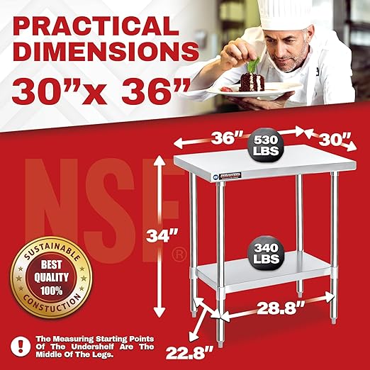 DuraSteel 30x36 Stainless Steel Work Table - Image 3