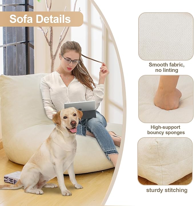 Bean Bag Chairs for Adults, Memory Foam Bean Bag Chair, Spacious Single Sofa - Image 4